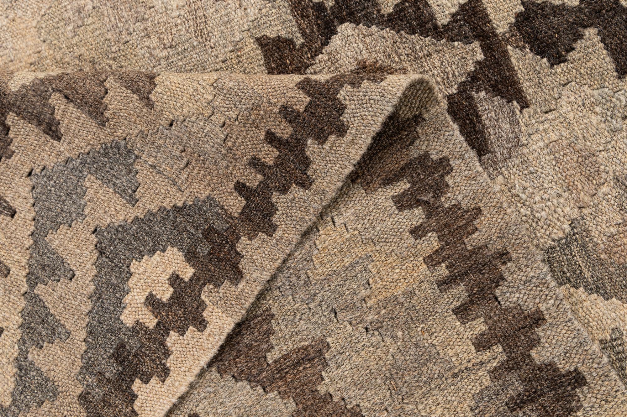6' 10 x 9' 9 Hand Woven Kilim Maymana Wool Rug