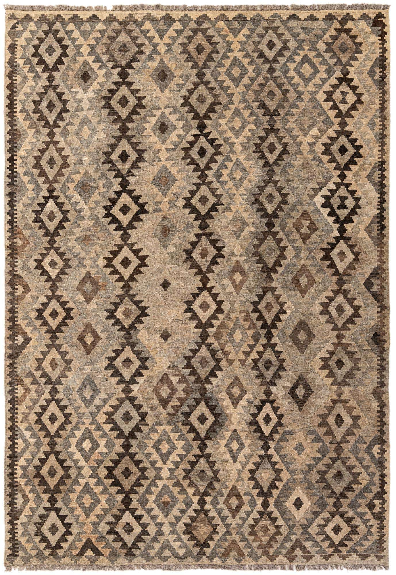 6' 10 x 9' 9 Hand Woven Kilim Maymana Wool Rug