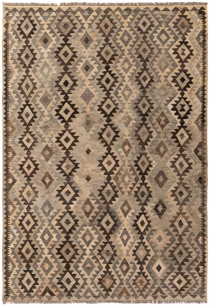 6' 10 x 9' 9 Hand Woven Kilim Maymana Wool Rug
