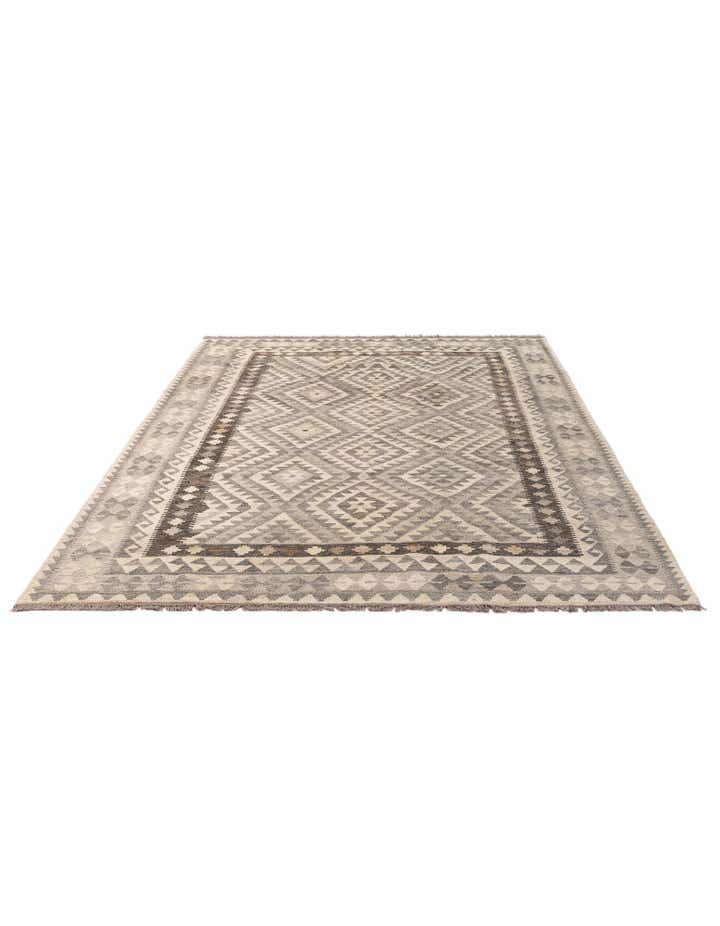 6' 9 x 9' 6 Hand Woven Kilim Maymana Wool Rug