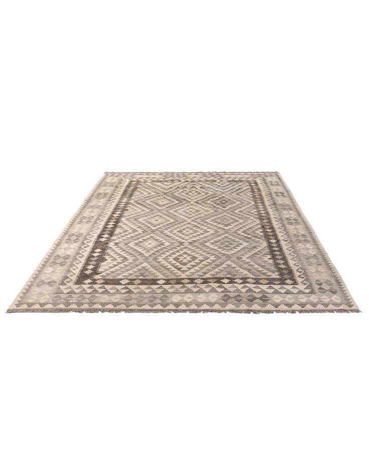 Detail image of 6' 9 x 9' 6 Hand Woven Kilim Maymana Wool Rug