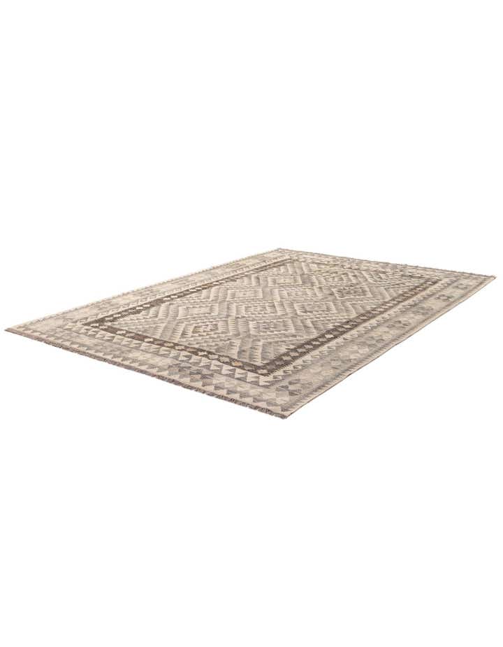 6' 9 x 9' 6 Hand Woven Kilim Maymana Wool Rug