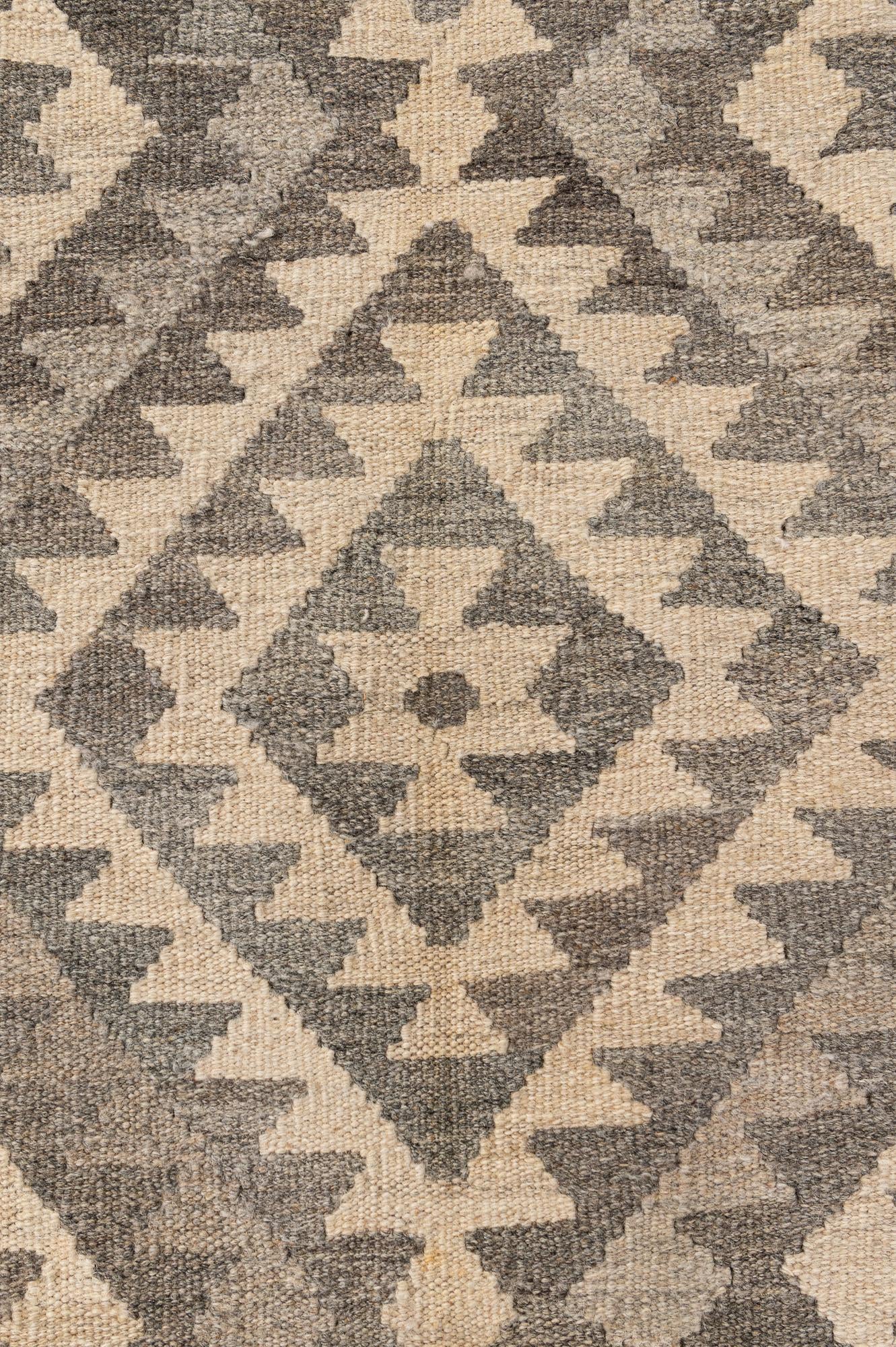 6' 9 x 9' 6 Hand Woven Kilim Maymana Wool Rug