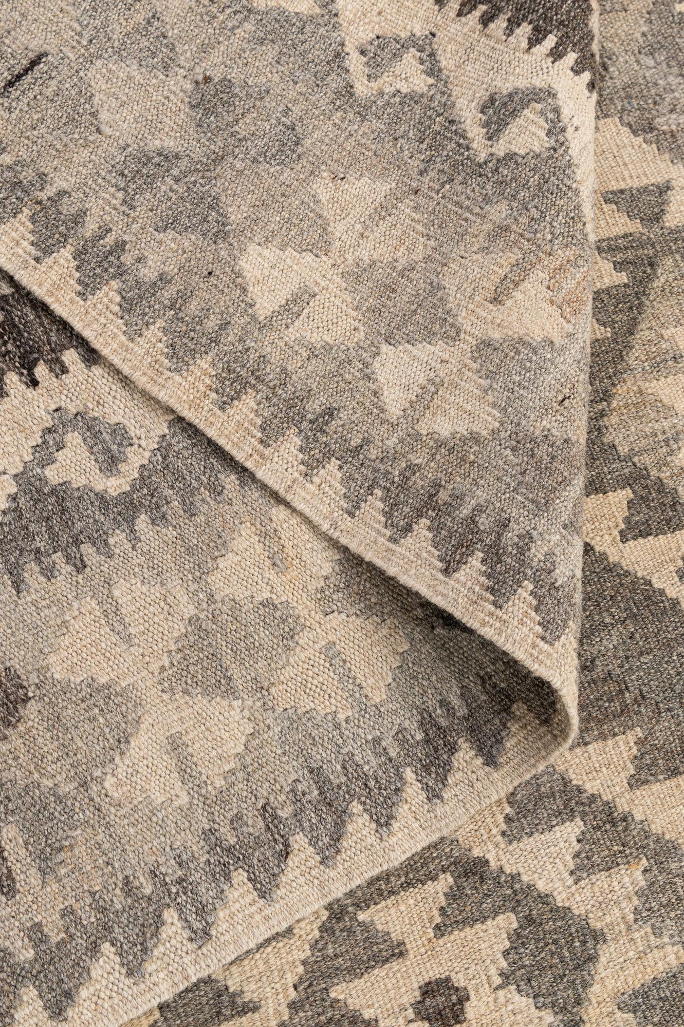 6' 9 x 9' 6 Hand Woven Kilim Maymana Wool Rug