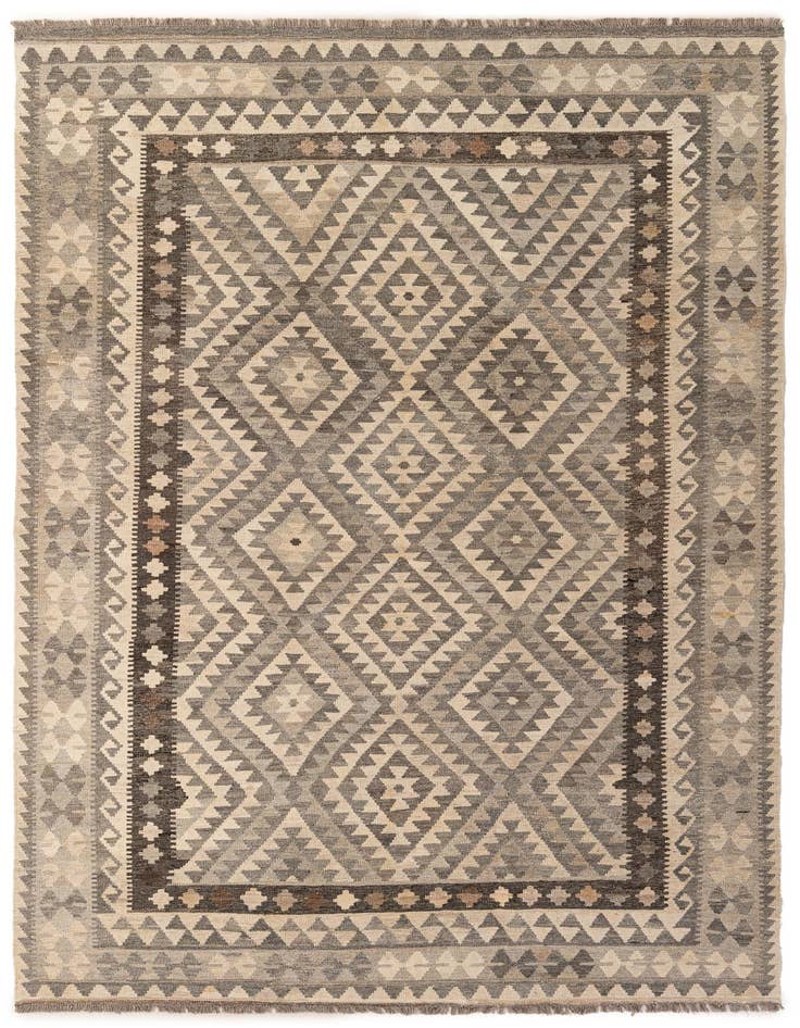 Detail image of 6' 9 x 9' 6 Hand Woven Kilim Maymana Wool Rug