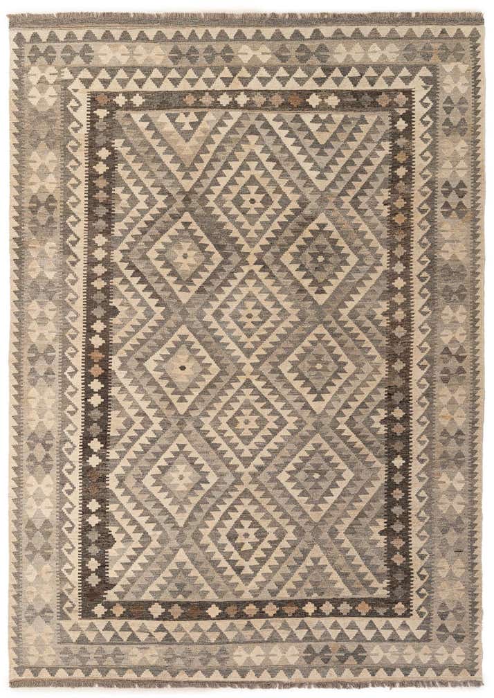 6' 9 x 9' 6 Hand Woven Kilim Maymana Wool Rug