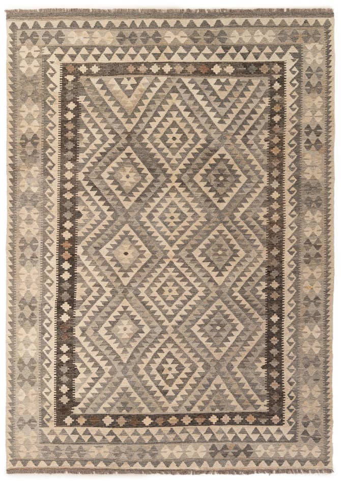Detail image of 6' 9 x 9' 6 Hand Woven Kilim Maymana Wool Rug
