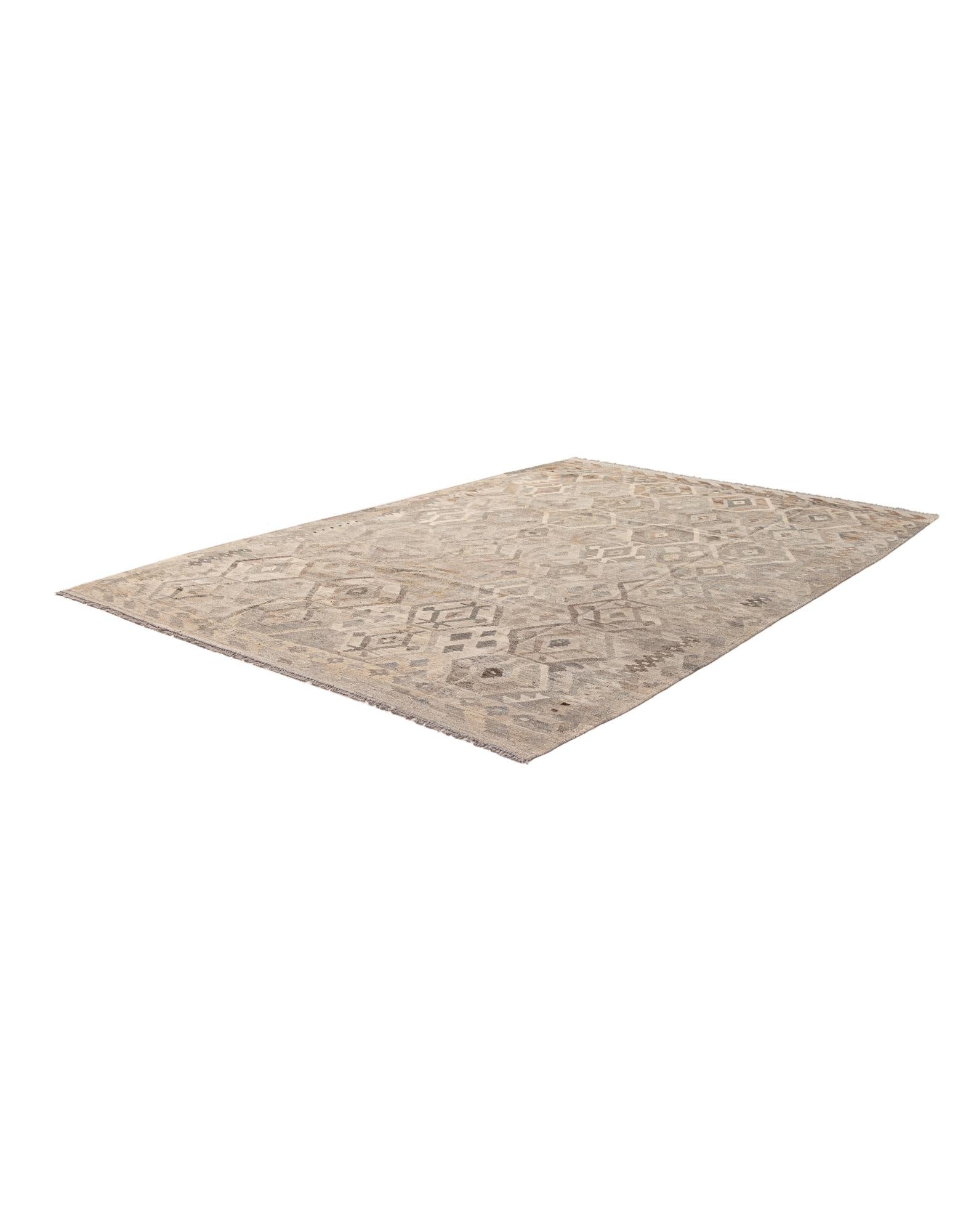 6' 9 x 9' 11 Hand Woven Kilim Maymana Wool Rug