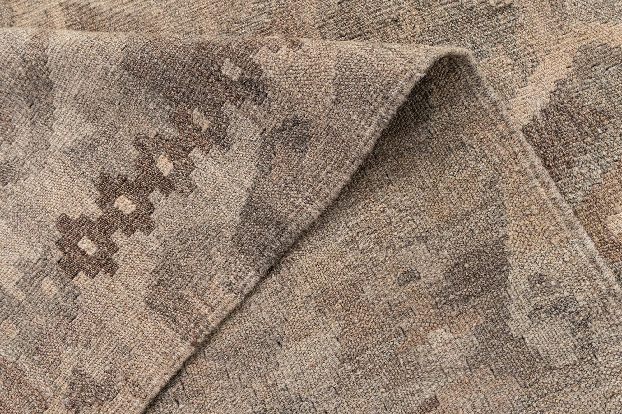 6' 9 x 9' 11 Hand Woven Kilim Maymana Wool Rug