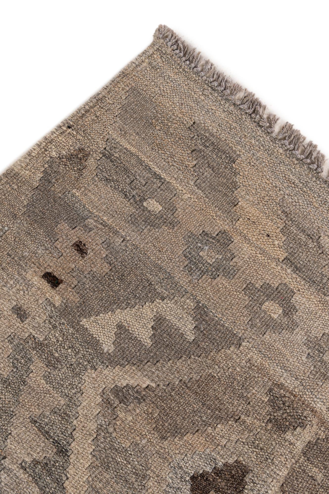 6' 9 x 9' 11 Hand Woven Kilim Maymana Wool Rug
