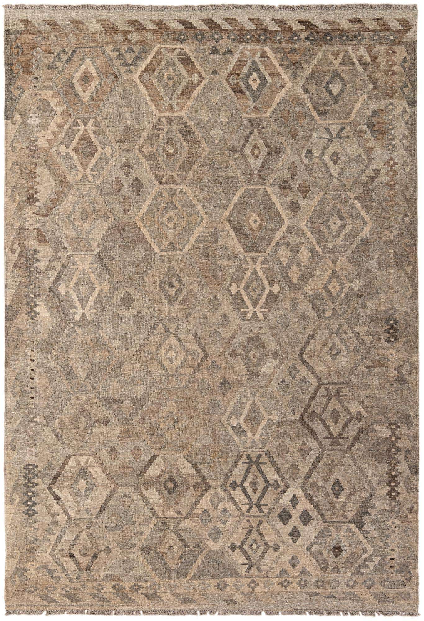 6' 9 x 9' 11 Hand Woven Kilim Maymana Wool Rug