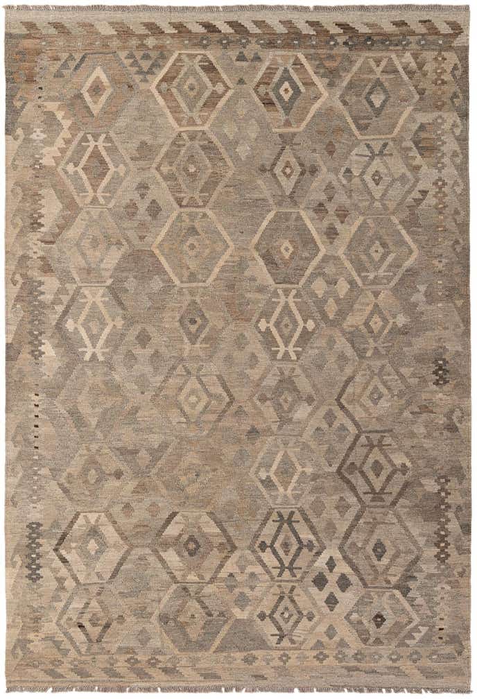 6' 9 x 9' 11 Hand Woven Kilim Maymana Wool Rug