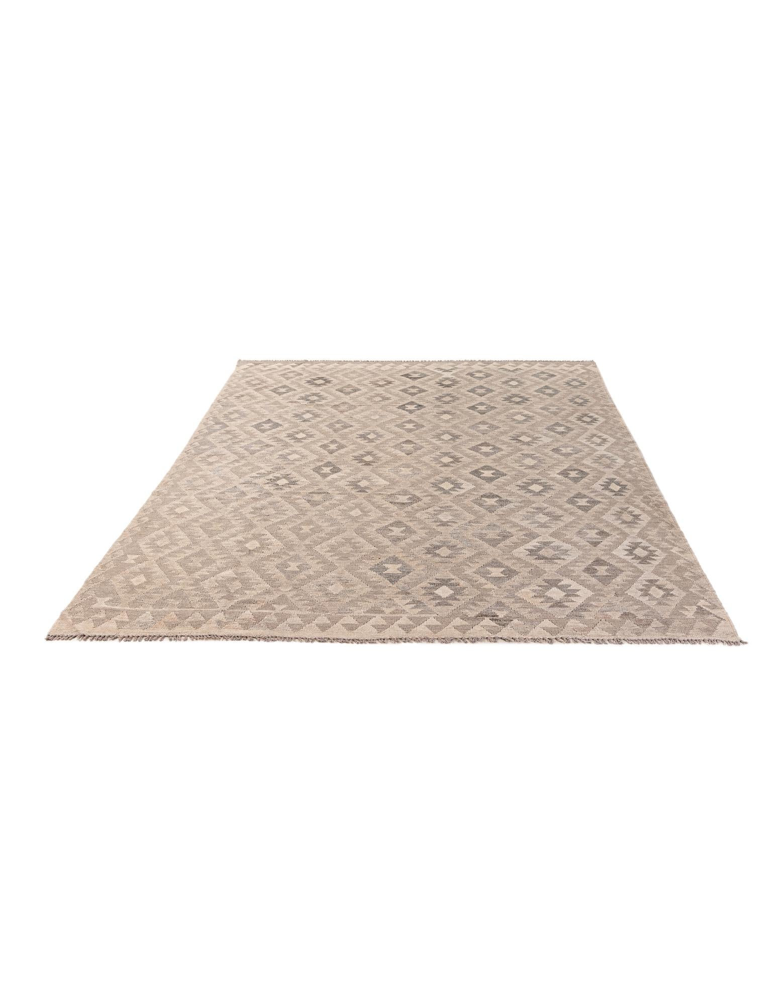 6' 8 x 9' 10 Hand Woven Kilim Maymana Wool Rug