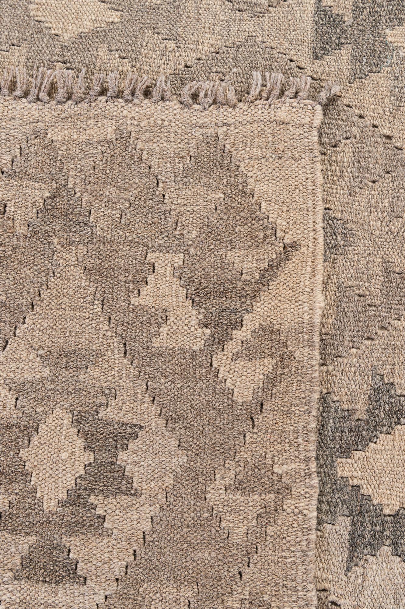 6' 8 x 9' 10 Hand Woven Kilim Maymana Wool Rug