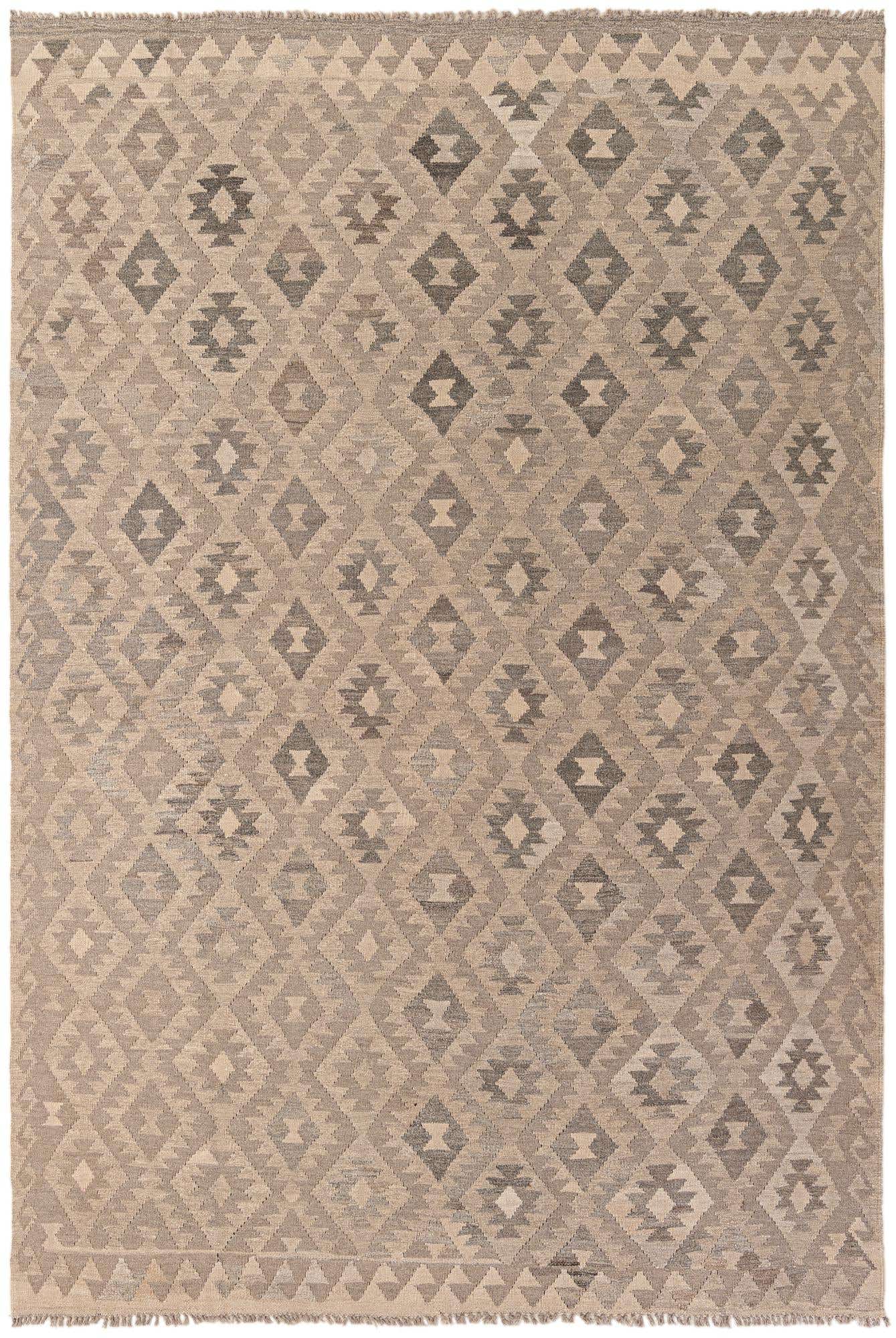 6' 8 x 9' 10 Hand Woven Kilim Maymana Wool Rug