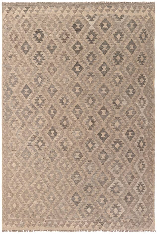 Detail image of 6' 8 x 9' 10 Hand Woven Kilim Maymana Wool Rug