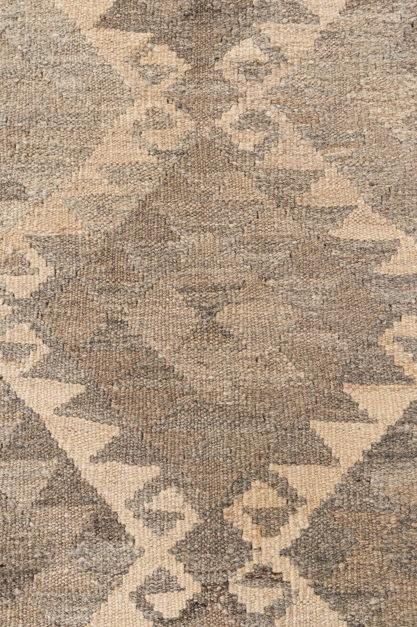 6' 8 x 9' 10 Hand Woven Kilim Maymana Wool Rug