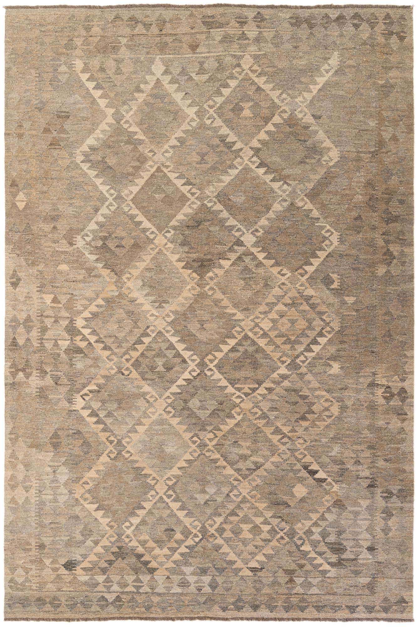 6' 8 x 9' 10 Hand Woven Kilim Maymana Wool Rug
