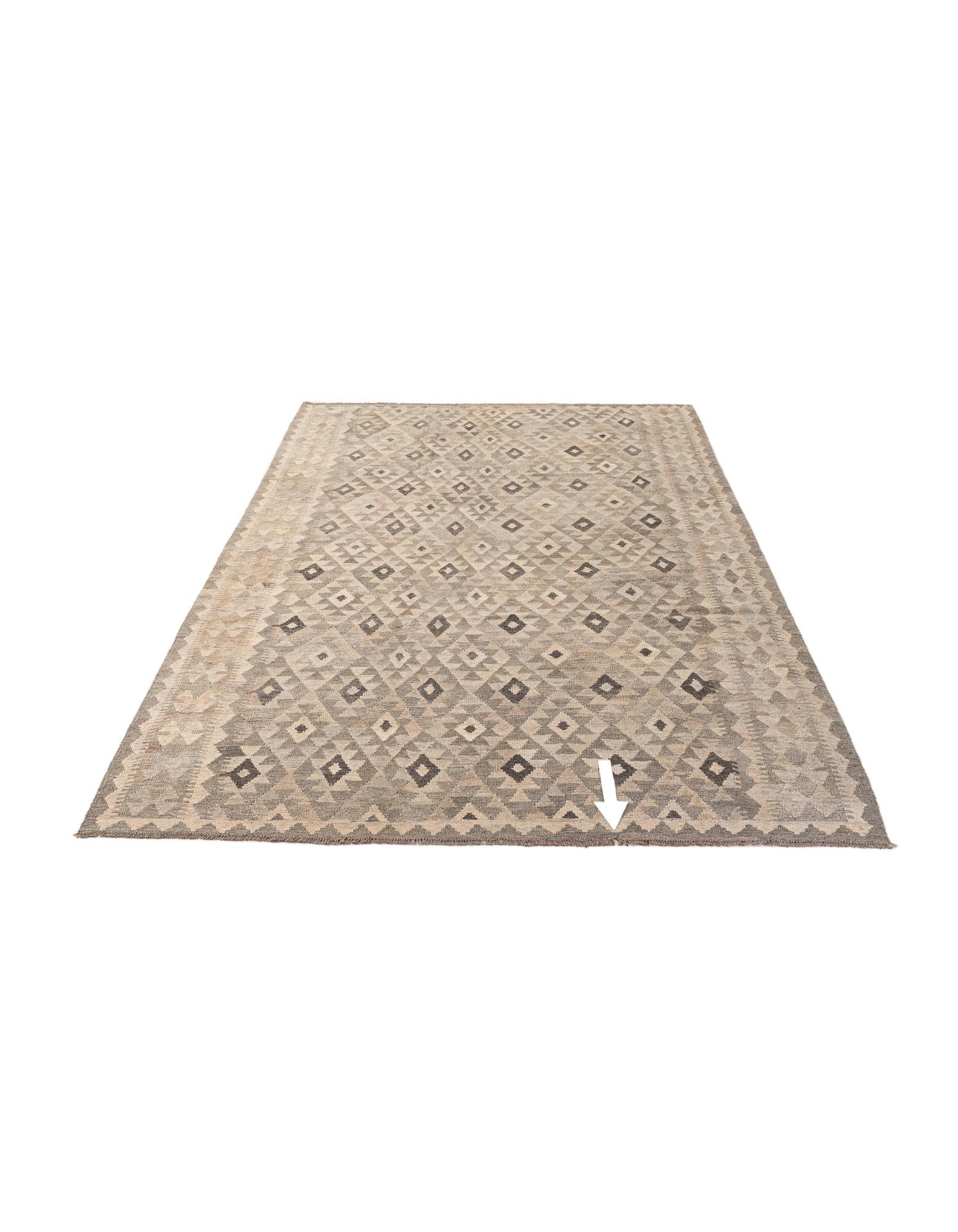6' 8 x 9' 10 Hand Woven Kilim Maymana Wool Rug
