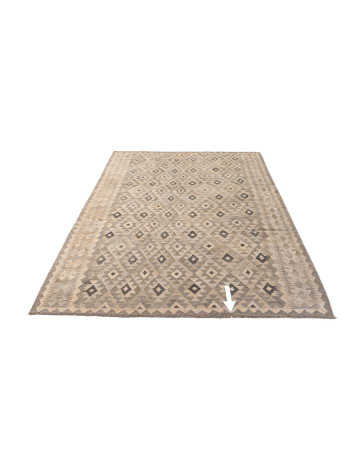6' 8 x 9' 10 Hand Woven Kilim Maymana Wool Rug