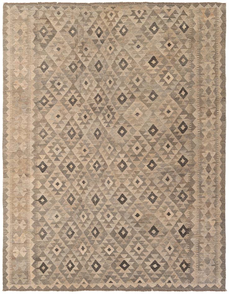 Detail image of 6' 8 x 9' 10 Hand Woven Kilim Maymana Wool Rug