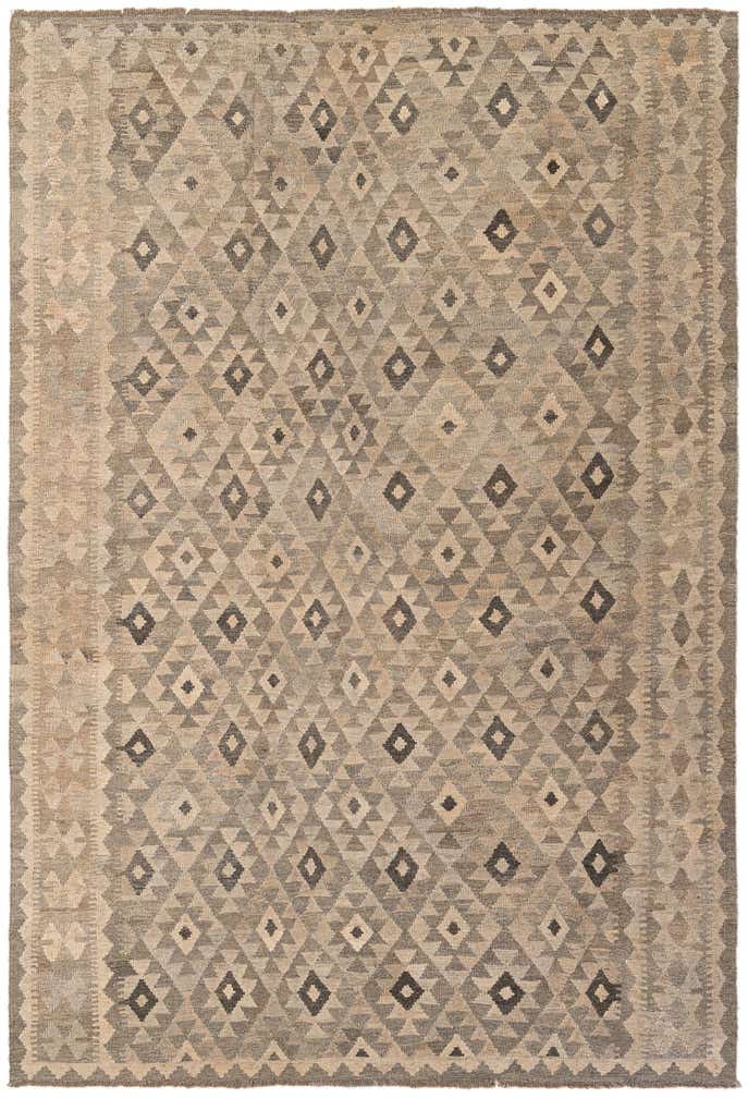 6' 8 x 9' 10 Hand Woven Kilim Maymana Wool Rug