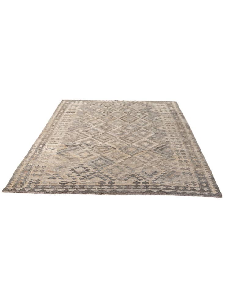 Detail image of 6' 7 x 9' 11 Hand Woven Kilim Maymana Wool Rug
