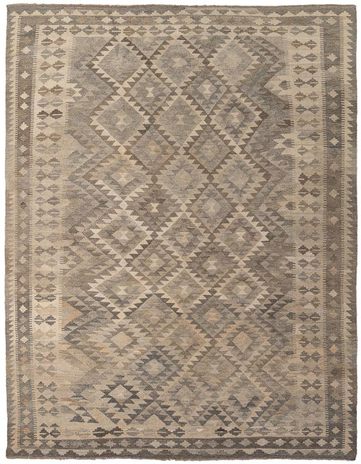 Detail image of 6' 7 x 9' 11 Hand Woven Kilim Maymana Wool Rug