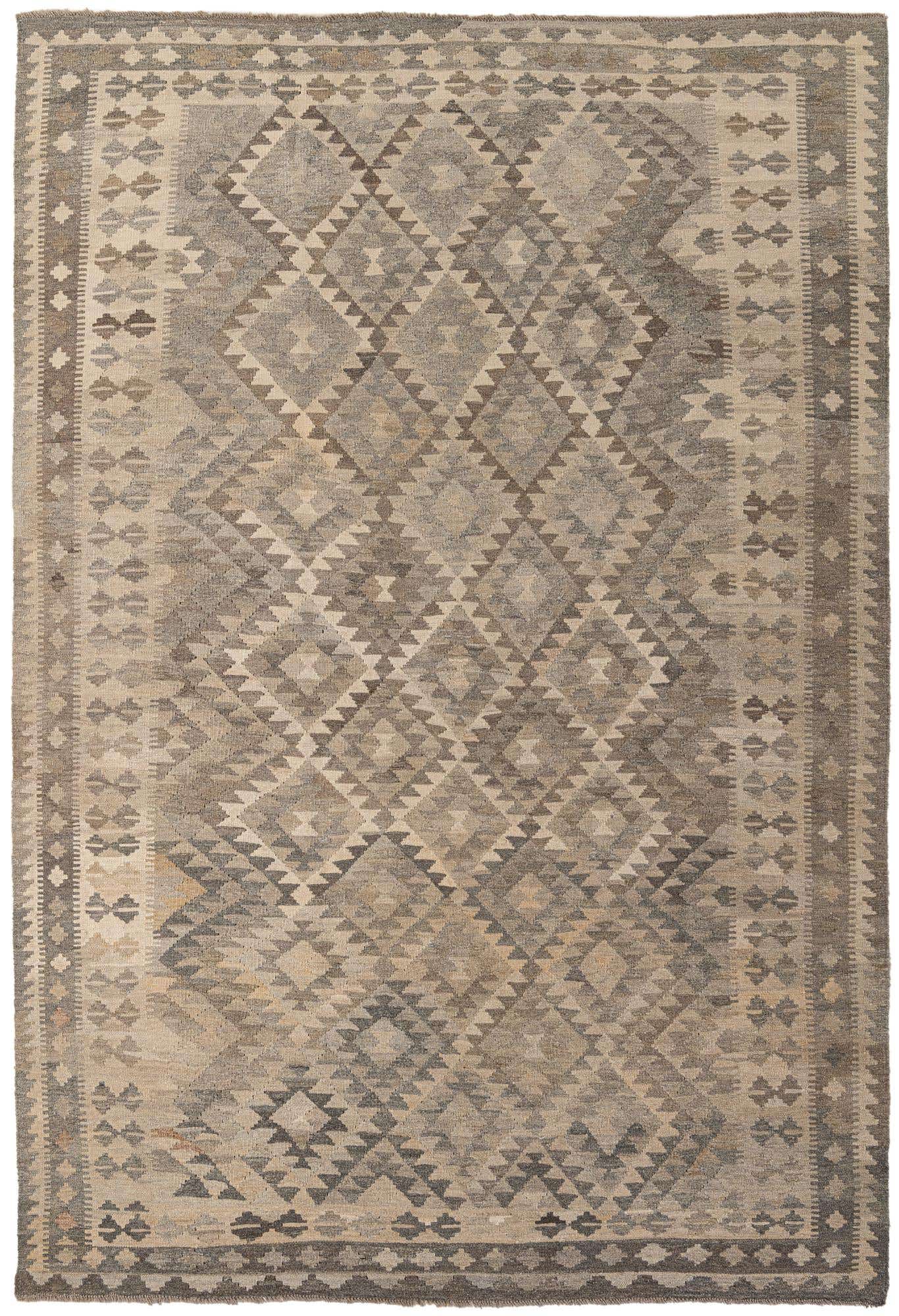 6' 7 x 9' 11 Hand Woven Kilim Maymana Wool Rug