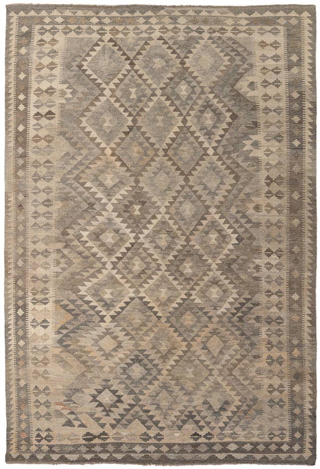 Detail image of 6' 7 x 9' 11 Hand Woven Kilim Maymana Wool Rug