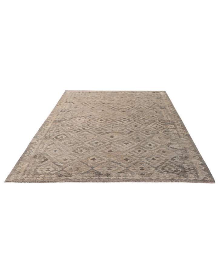 6' 7 x 10' Hand Woven Kilim Maymana Wool Rug