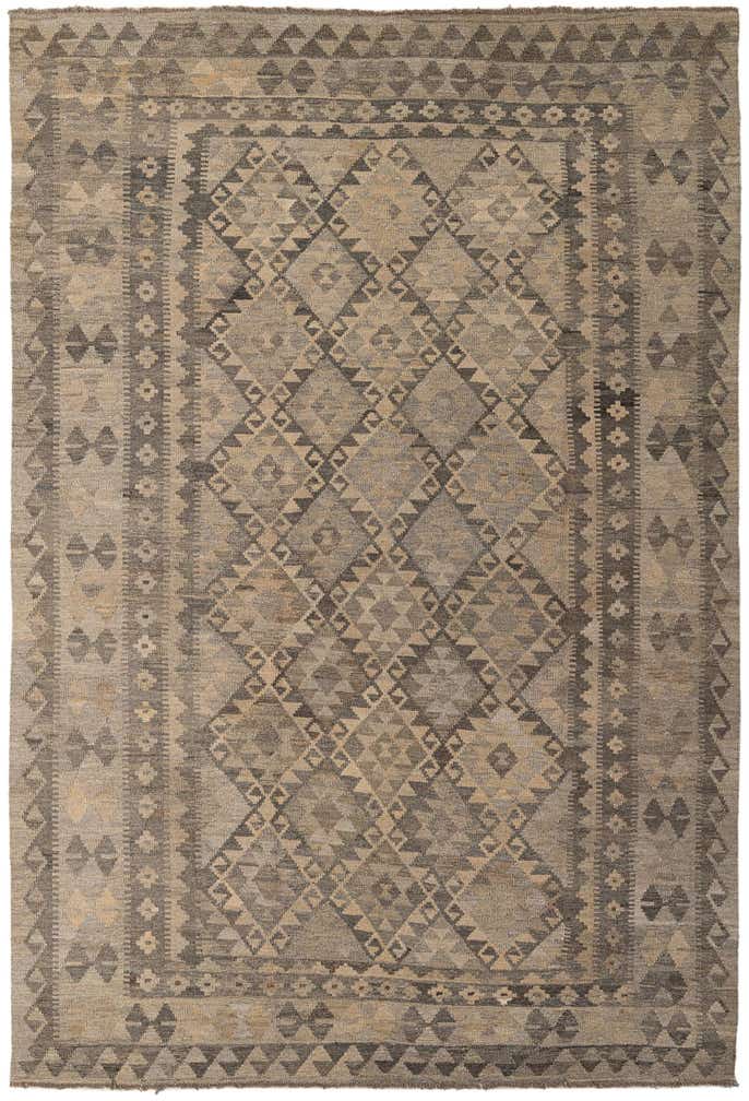 6' 8 x 9' 9 Hand Woven Kilim Maymana Wool Rug