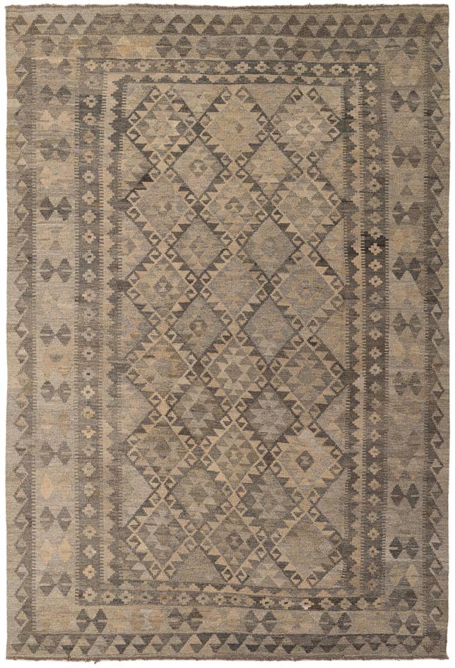 Detail image of 6' 8 x 9' 9 Hand Woven Kilim Maymana Wool Rug