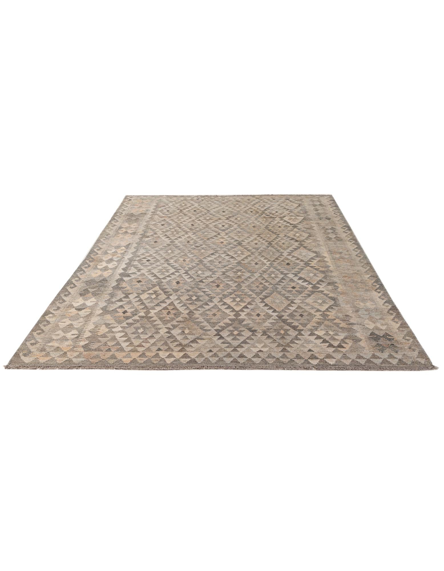 6' 9 x 9' 9 Hand Woven Kilim Maymana Wool Rug