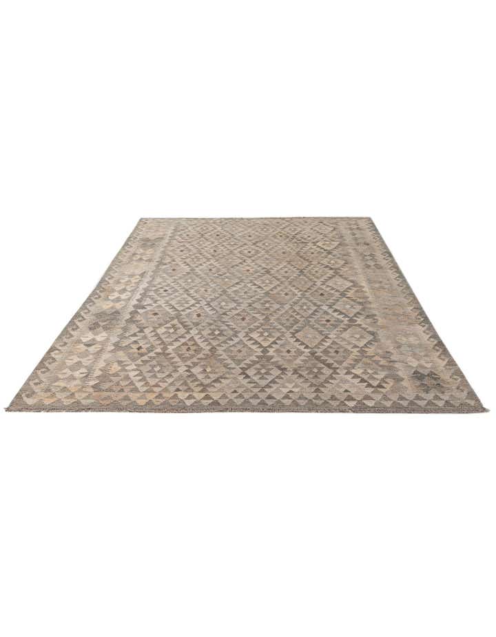 6' 9 x 9' 9 Hand Woven Kilim Maymana Wool Rug