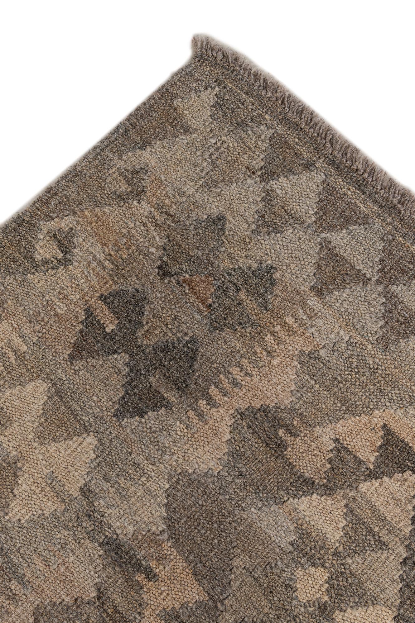 6' 9 x 9' 9 Hand Woven Kilim Maymana Wool Rug
