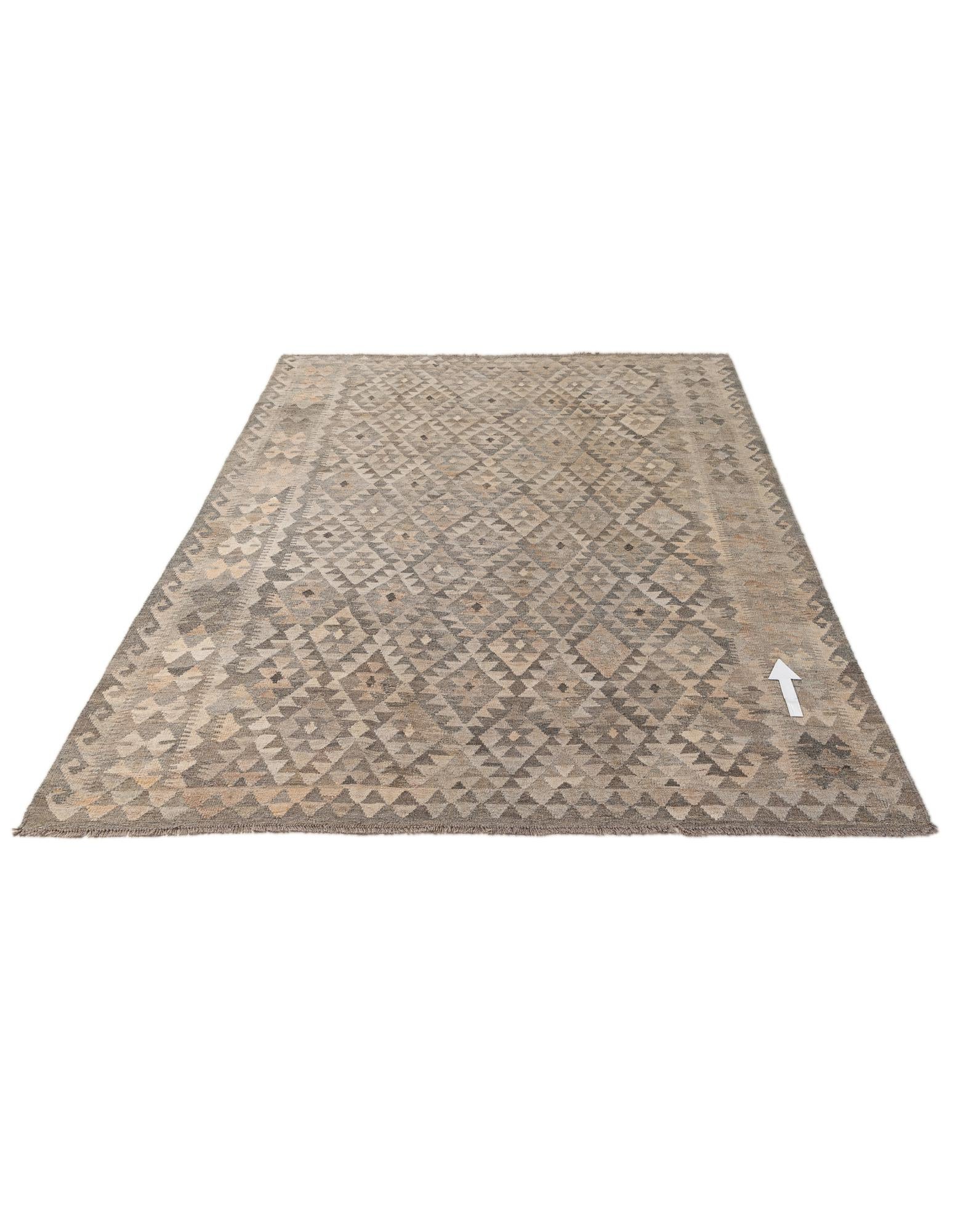 6' 9 x 9' 9 Hand Woven Kilim Maymana Wool Rug
