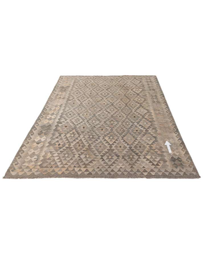6' 9 x 9' 9 Hand Woven Kilim Maymana Wool Rug