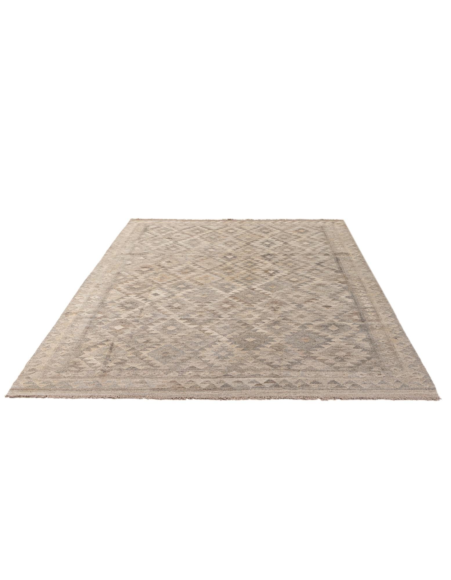 6' 6 x 9' 10 Hand Woven Kilim Maymana Wool Rug