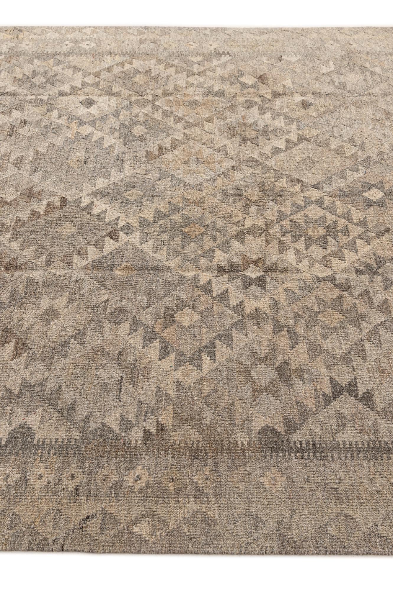 6' 6 x 9' 10 Hand Woven Kilim Maymana Wool Rug