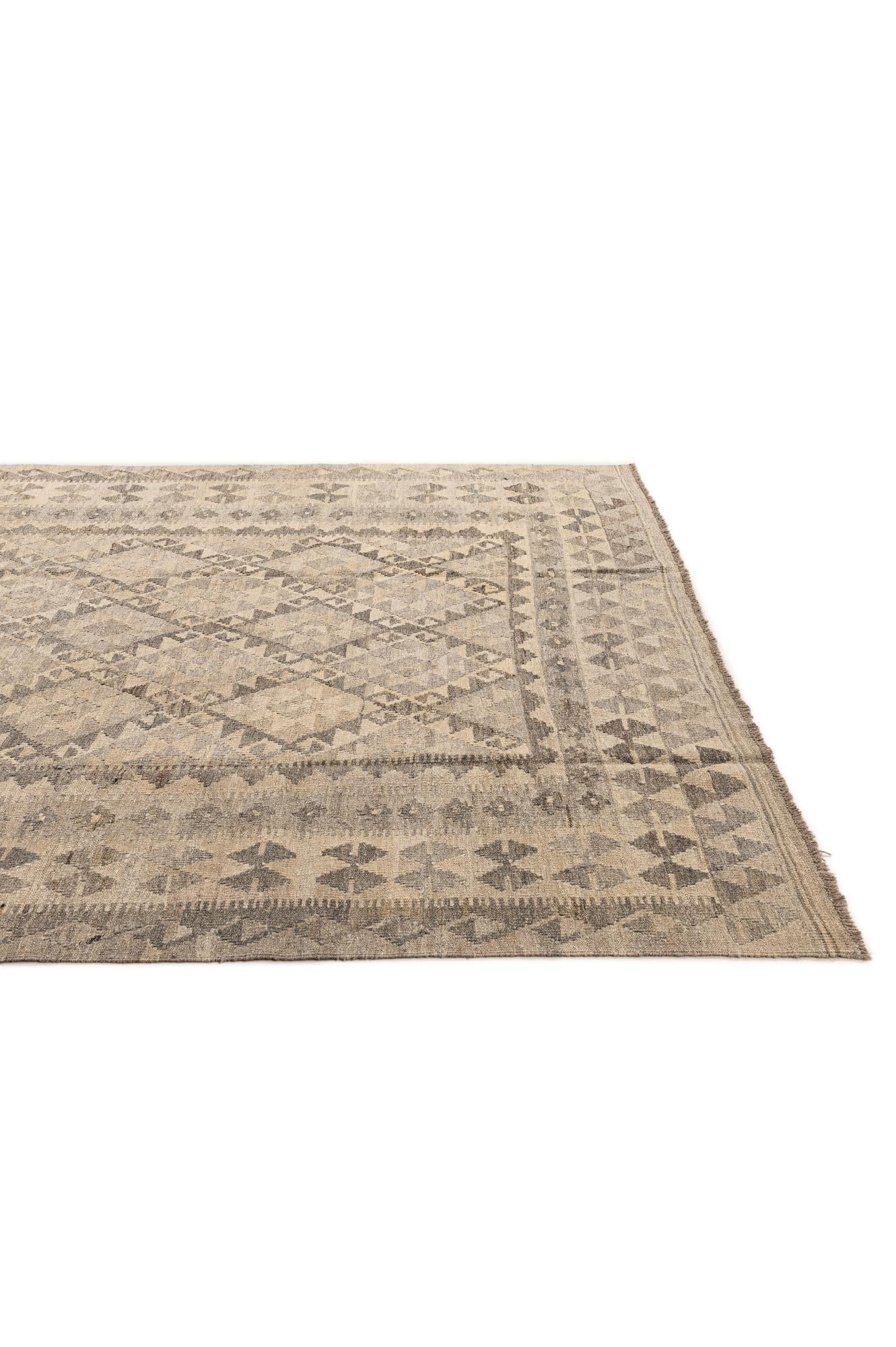 6' 6 x 9' 10 Hand Woven Kilim Maymana Wool Rug