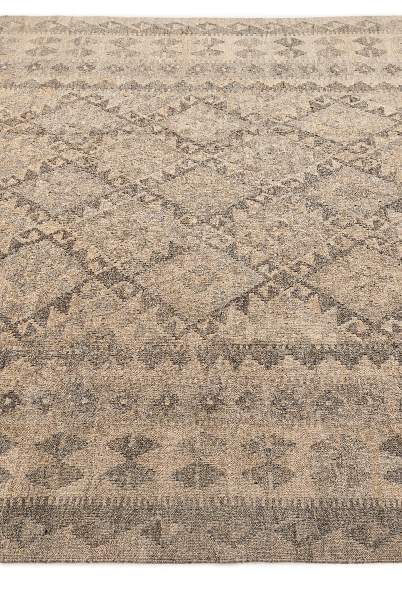 6' 6 x 9' 10 Hand Woven Kilim Maymana Wool Rug