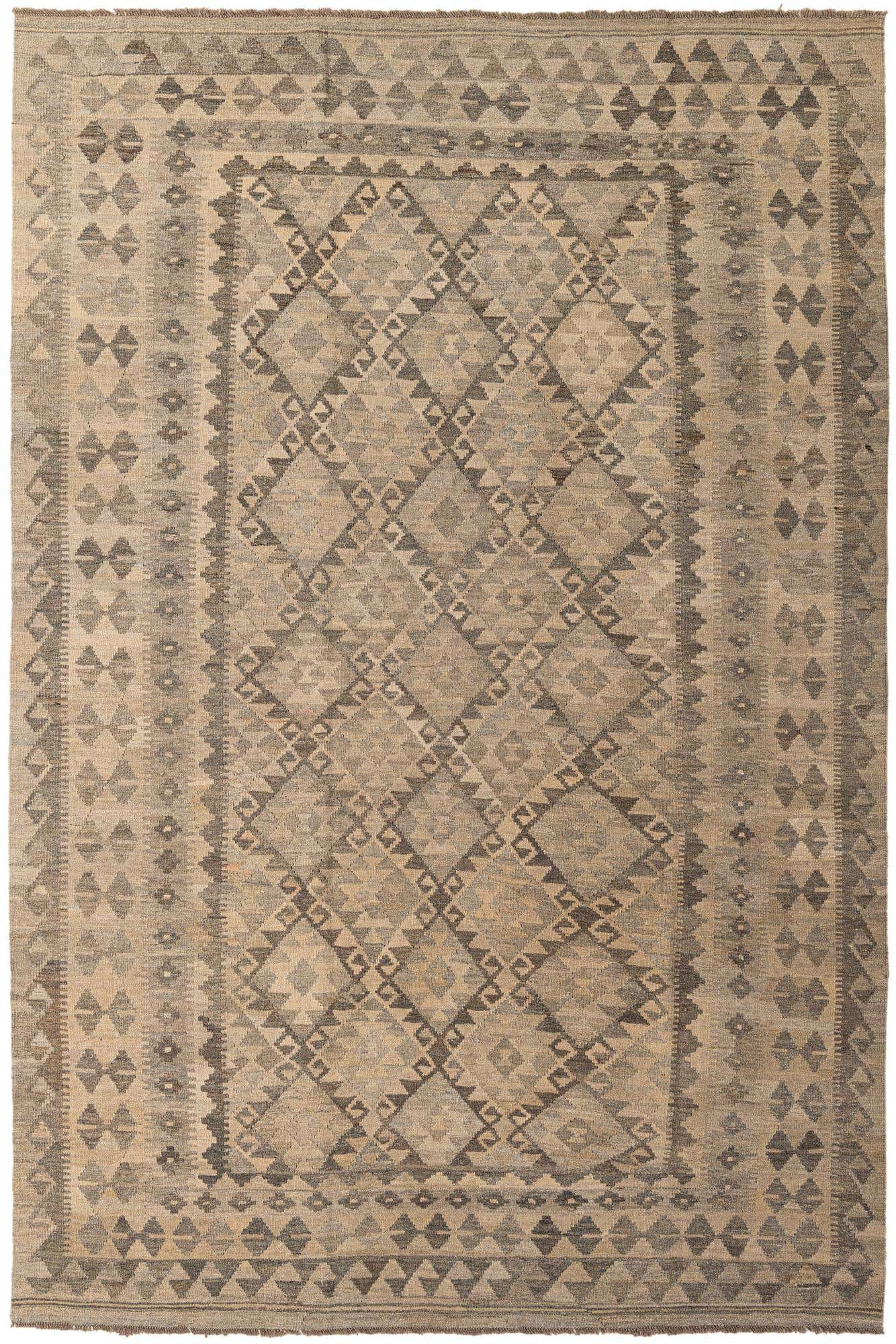 6' 6 x 9' 10 Hand Woven Kilim Maymana Wool Rug