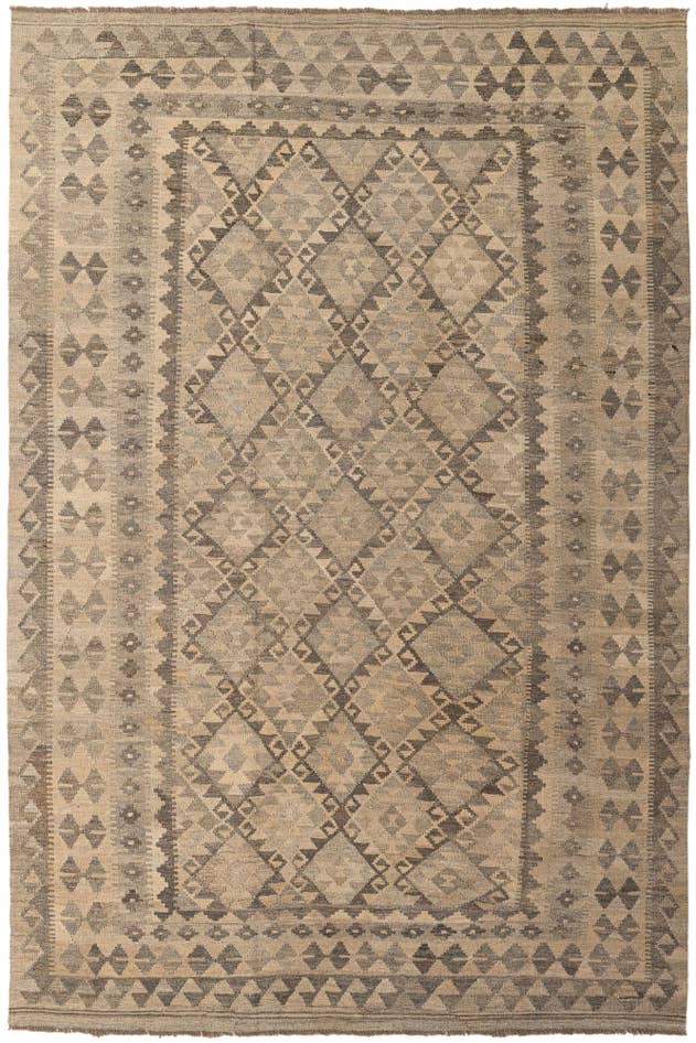 Detail image of 6' 6 x 9' 10 Hand Woven Kilim Maymana Wool Rug