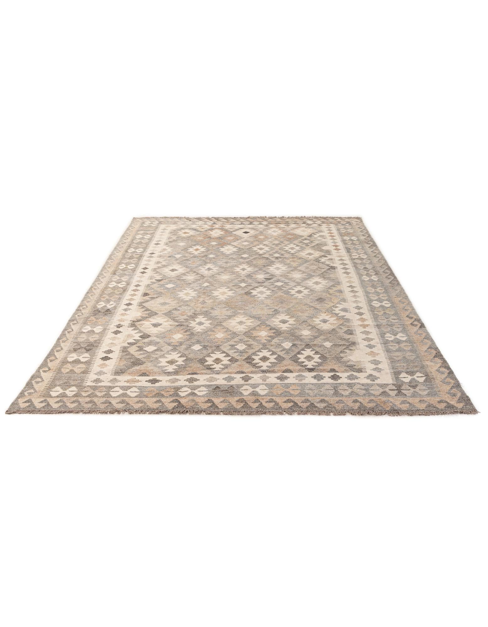 6' 7 x 9' 10 Hand Woven Kilim Maymana Wool Rug