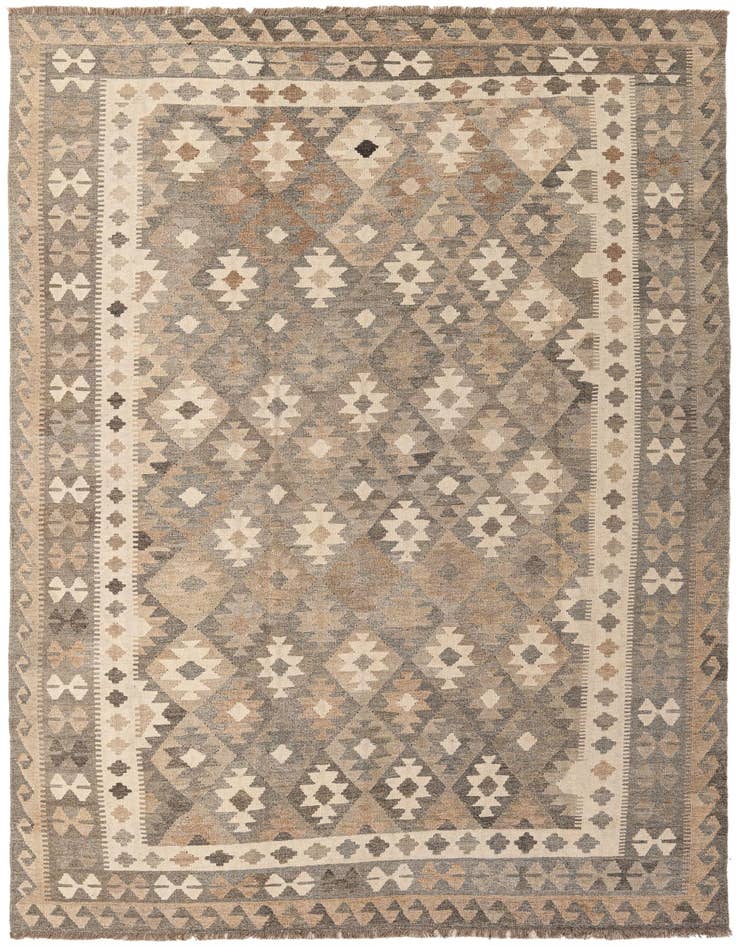 Detail image of 6' 7 x 9' 10 Hand Woven Kilim Maymana Wool Rug