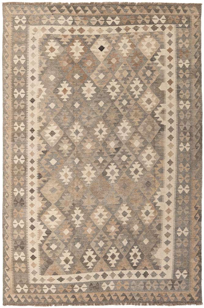 6' 7 x 9' 10 Hand Woven Kilim Maymana Wool Rug
