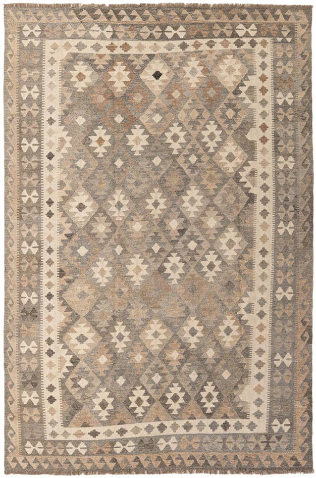 Detail image of 6' 7 x 9' 10 Hand Woven Kilim Maymana Wool Rug