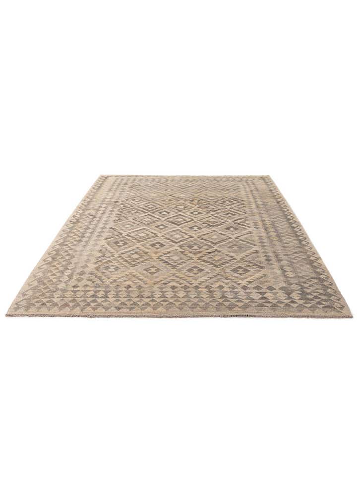 6' 9 x 9' 11 Hand Woven Kilim Maymana Wool Rug