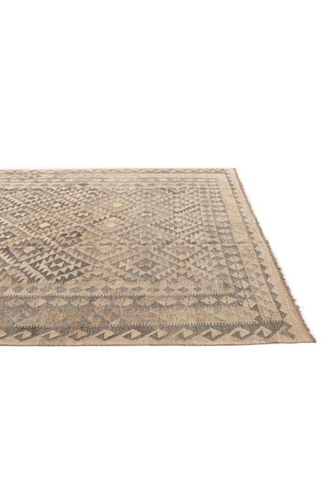 6' 9 x 9' 11 Hand Woven Kilim Maymana Wool Rug